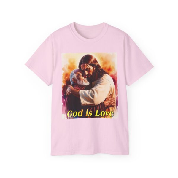 Our "God is Love" series with Jesus hugging PAPA! Inspirational Christian Unisex Cotton T-Shirt, Faith Spiritual Apparel, Love Gift - Image 50