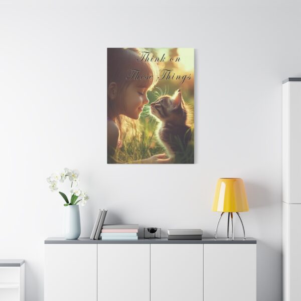 Inspirational matte Canvas Wall Art, with our 'Kitten Kisses' "Think on these things" design Christian Home Decor, Uplifting Faith-Based Art - Image 15
