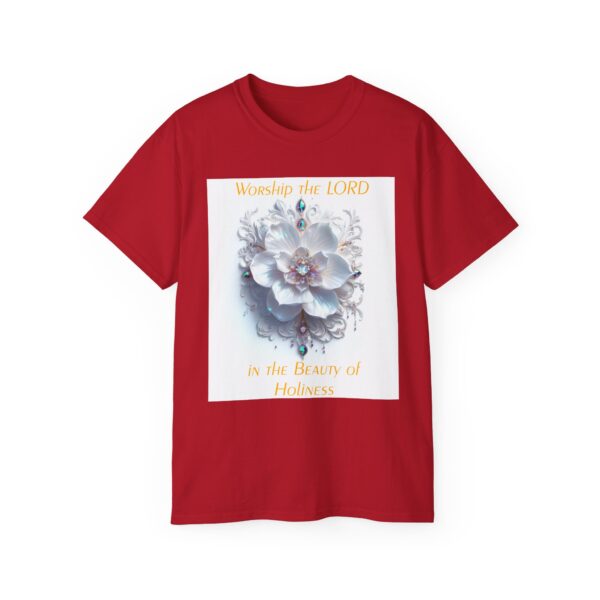 Our inspirational "Worship the Lord in the Beauty of Holiness" Christian Unisex Cotton T-Shirt, Faith Apparel, Love Gift, Gospel Fashion - Image 57