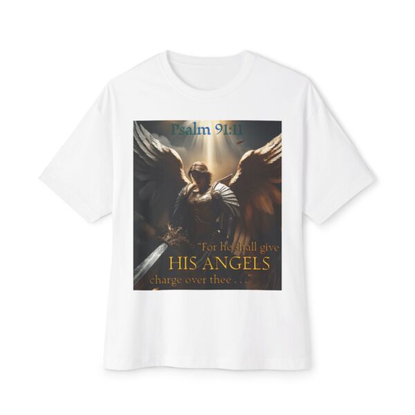 Angelic Guardian Biblical Unisex Tee, Inspirational, Christian Tshirt, Oversized Shirt, Boxy Top - Image 5