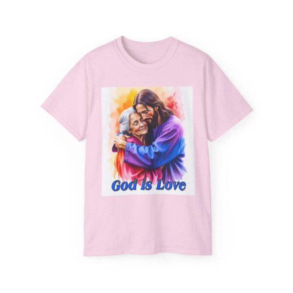 Our "God is Love" series with Jesus hugging Grandmother, Inspirational Christian Unisex Cotton T-Shirt, Faith Spiritual Apparel, Love Gift - Image 50