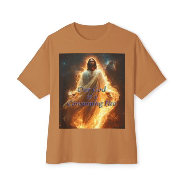 Our majestic "Our God is a Consuming Fire"  Inspirational Bible Christian Unisex Tee, Oversized Shirt, Boxy Top, Spiritual Tshirt, Gift - Image 17