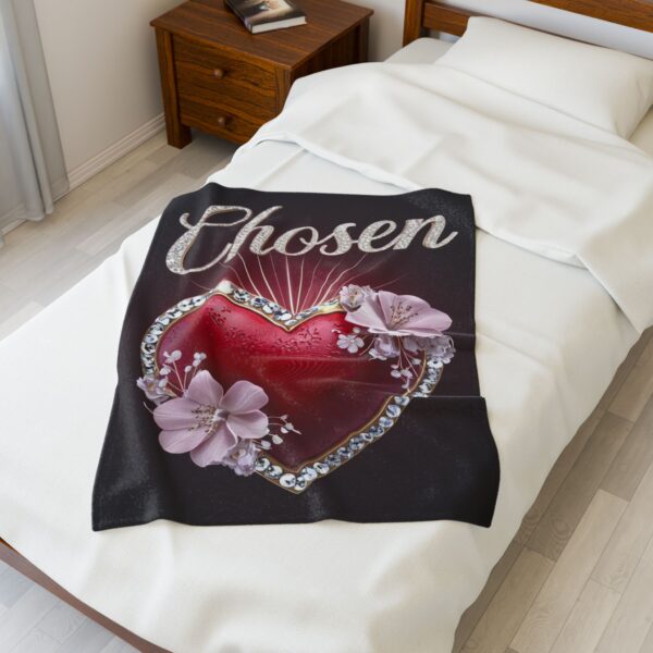 Beautiful "CHOSEN" Inspirational Velveteen Plush Blanket - A Cozy Gift for Anniversary, Wedding, Home Decor. Throw, Bedding, Inspirational - Image 11