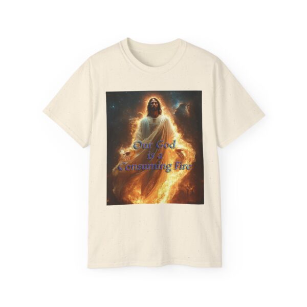 Our majestic "Our God is a Consuming Fire" Inspirational Christian Unisex Cotton T-Shirt, Faith Spiritual Apparel, Gift for Christians - Image 17
