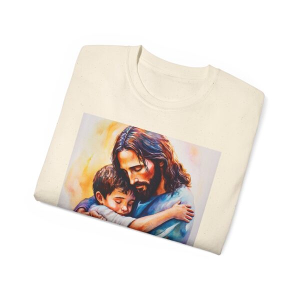 Our "God is Love" series with Jesus hugging a LITTLE BOY Inspirational Christian Unisex Cotton T-Shirt, Faith Spiritual Apparel, Love Gift - Image 24
