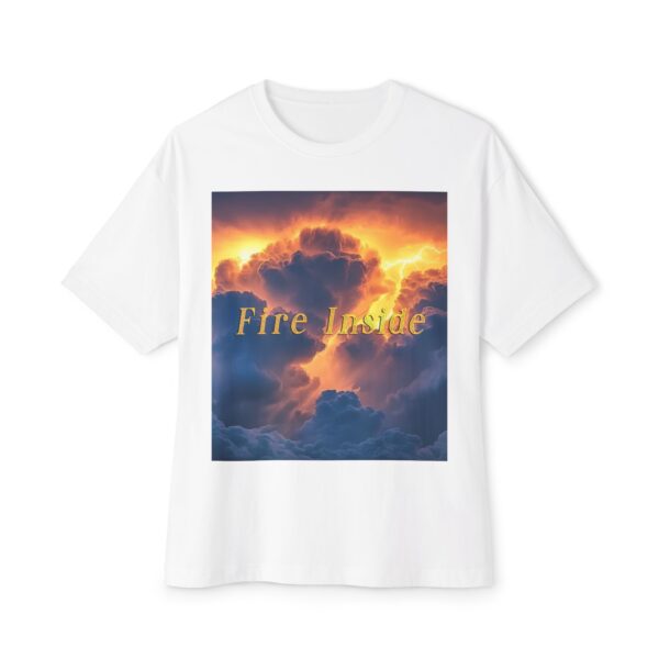 Inspirational Unisex Oversized T-Shirt for Men and Women, with our 'Storm Light' "Fire Inside" design! Beauty of Creation Tropical Storm