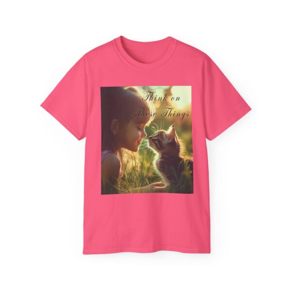 Inspirational 'Kitten Kisses' "Think on these things" Vintage Christian Faith Apparel Unisex Cotton T-Shirt, Pet Lover Cute Thoughtful Quote - Image 53