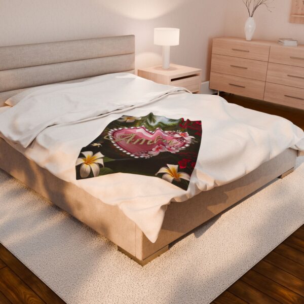 Our Beautiful "Amen" Inspirational 'Pink Heart' Design Velveteen Plush Throw Blanket, Cozy Gift for Anniversary, Home Decor Bedding - Image 12