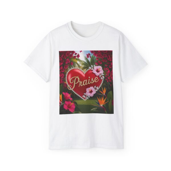 Our "Praise" Inspirational 'Solid Red Heart Design Vintage Christian Faith Apparel Unisex Cotton T-Shirt Thoughtful Quote Philippians 4:8 - Image 6