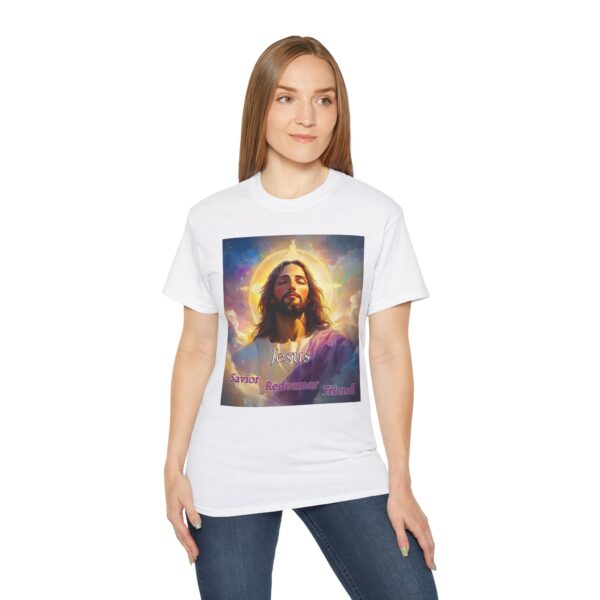 Our "Jesus! Savior Redeemer Friend" Inspirational Christian Unisex Cotton T-Shirt, Faith Spiritual Apparel, Gift for Christians - Image 11
