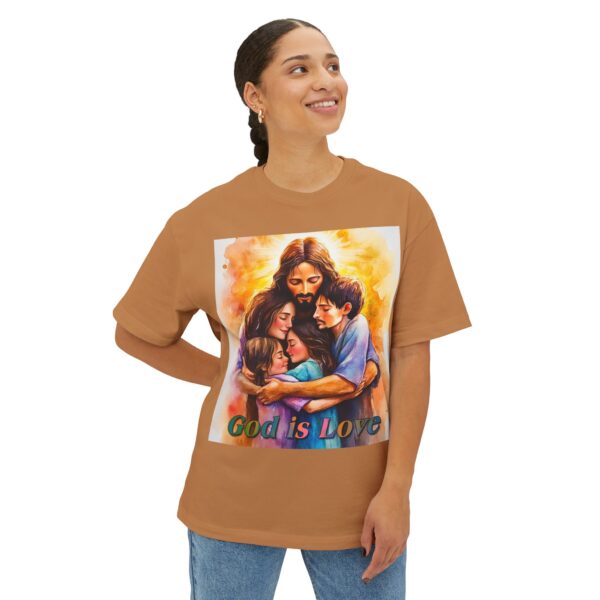 Our "God is Love" series with Jesus hugging a small family! Christian Unisex Tee, Oversized T-Shirt, Inspirational Shirt, Faith Apparel - Image 19