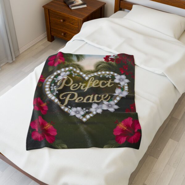 Our Beautiful "PERFECT PEACE" Inspirational 'Diamond Ring Design' Velveteen Plush Throw Blanket, A Cozy Gift for Anniversary, Home Faith Decor - Image 11