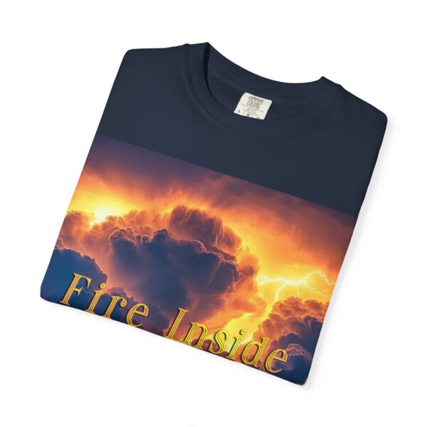 Garment-Dyed Unisex T-Shirt, with our 'Storm Light' "Fire Inside" design! Summer Casual Wear, Relaxed Style Inspirational Tropical Storms - Image 43