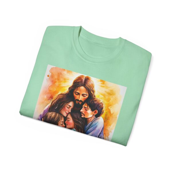 Our "God is Love" series with Jesus hugging a SMALL FAMILY Inspirational Christian Unisex Cotton T-Shirt, Faith Spiritual Apparel, Love Gift - Image 29