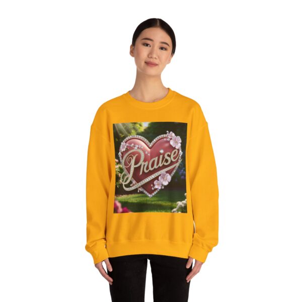 Crewneck Sweatshirt-with our "Praise" 'Solid Red heart' design. Vintage Inspired Faith Apparel, Gospel Fashion Unisex Heavy - Image 13