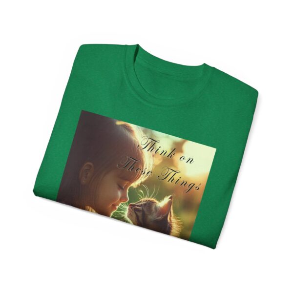 Inspirational 'Kitten Kisses' "Think on these things" Vintage Christian Faith Apparel Unisex Cotton T-Shirt, Pet Lover Cute Thoughtful Quote - Image 32