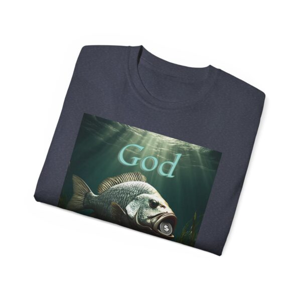 Our "God WILL Provide" design with a Fish with a Coin in its mouth Inspirational Christian Unisex Cotton T-Shirt, Faith Spiritual Apparel - Image 44