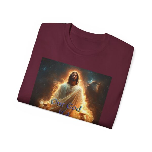 Our majestic "Our God is a Consuming Fire" Inspirational Christian Unisex Cotton T-Shirt, Faith Spiritual Apparel, Gift for Christians - Image 16