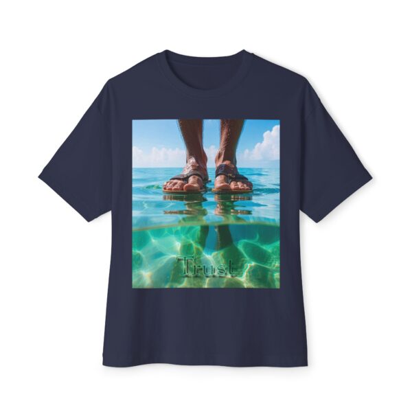 Christian Unisex Tee, Oversized T-Shirt for Men and Women, with "Trust" design Inspirational Faith Apparel, Walk on Water Design - Image 33