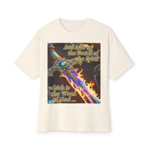 Our "Sword of the Spirit" Inspirational Bible Verse Christian Unisex Tee Religious Oversized Shirt, Boxy Top, Spiritual, Gift for Christians