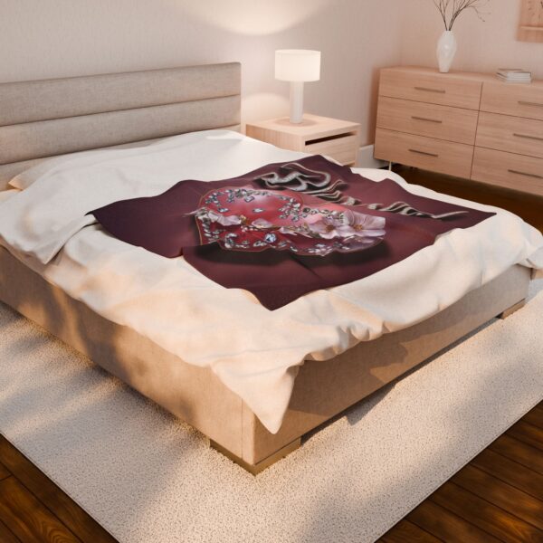 Beautiful "Blessed" Inspirational Velveteen Plush Blanket - A Cozy Gift for Anniversary, Wedding, Home Decor. Throw, Bedding, Inspirational - Image 8