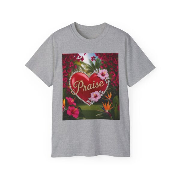 Our "Praise" Inspirational 'Solid Red Heart Design Vintage Christian Faith Apparel Unisex Cotton T-Shirt Thoughtful Quote Philippians 4:8 - Image 11