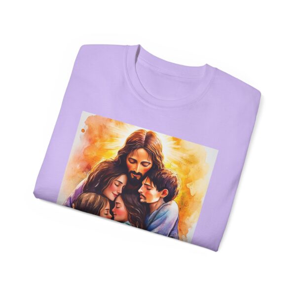Our "God is Love" series with Jesus hugging a SMALL FAMILY Inspirational Christian Unisex Cotton T-Shirt, Faith Spiritual Apparel, Love Gift - Image 49