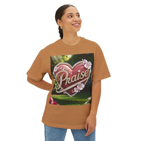 Our "PRAISE" Biblical 'Garden' solid heart design Unisex Tee, Inspirational, Christian Tshirt, Oversized Shirt, Boxy Top! - Image 19