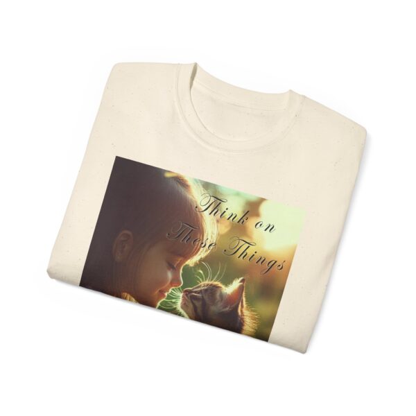 Inspirational 'Kitten Kisses' "Think on these things" Vintage Christian Faith Apparel Unisex Cotton T-Shirt, Pet Lover Cute Thoughtful Quote - Image 20