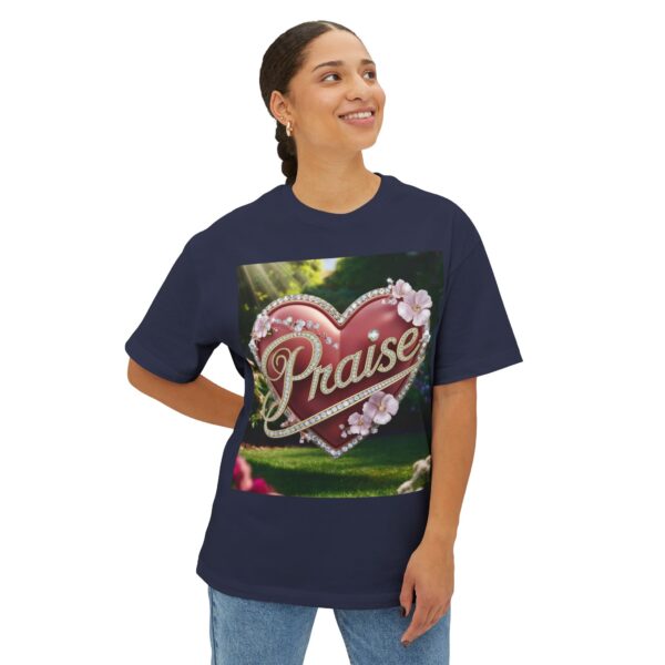 Our "PRAISE" Biblical 'Garden' solid heart design Unisex Tee, Inspirational, Christian Tshirt, Oversized Shirt, Boxy Top! - Image 35