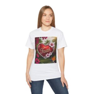 Our "Faith" Inspirational 'Solid Red Heart' Design Vintage Christian Faith Apparel Unisex Cotton T-Shirt, Thoughtful Quote, Philippians 4:8