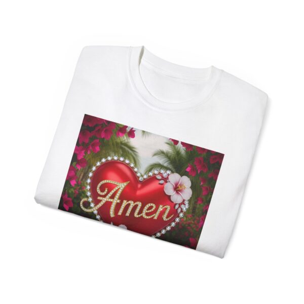 Our "Amen" Inspirational 'Solid Red Heart' Design Vintage Christian Faith Apparel Unisex Cotton T-Shirt, Thoughtful Quote, Philippians 4:8 - Image 9