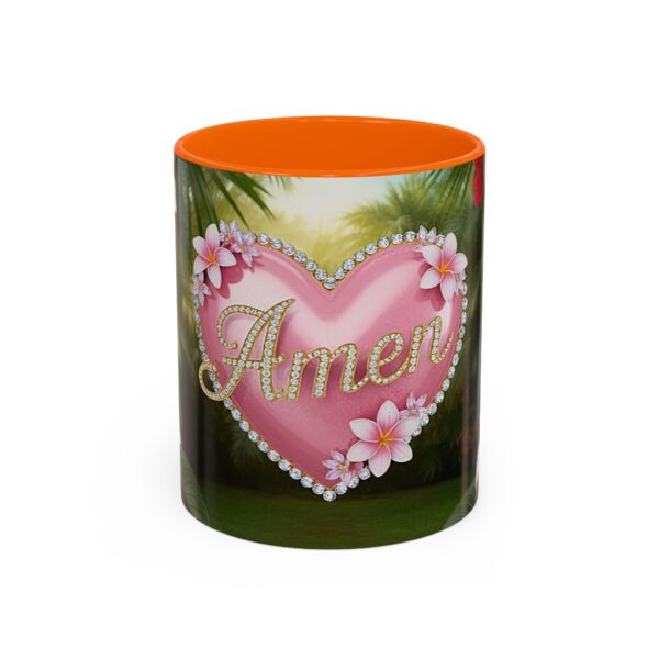 Our "Amen" Inspirational 'Solid Pink Heart' design Accent Coffee Mug, Perfect for Wedding Gifts, Love & Faith Decor, Philippians 4:8 - Image 41