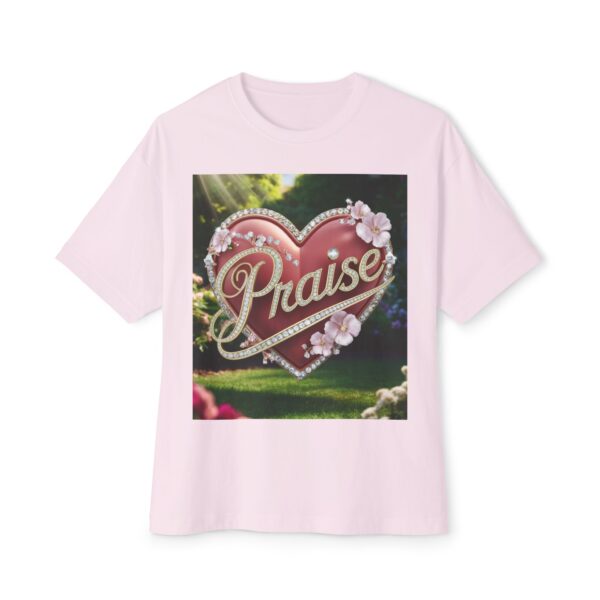 Our "PRAISE" Biblical 'Garden' solid heart design Unisex Tee, Inspirational, Christian Tshirt, Oversized Shirt, Boxy Top! - Image 5