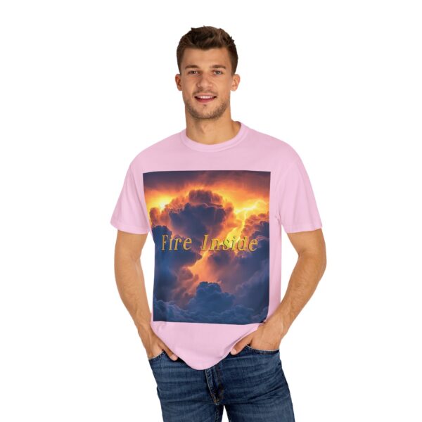 Garment-Dyed Unisex T-Shirt, with our 'Storm Light' "Fire Inside" design! Summer Casual Wear, Relaxed Style Inspirational Tropical Storms - Image 48