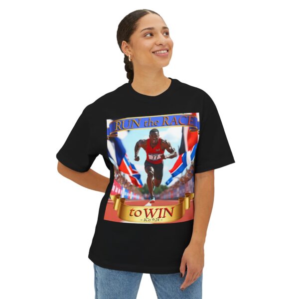 Our "RUN the RACE to WIN" Biblical Unisex Tee Inspirational Christian Tshirt for Men and Women, Oversized Shirt, Boxy Top, Unisex Tee Shirt, - Image 15