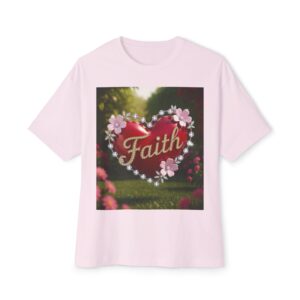 Our "FAITH" Inspirational Bible 'Flower-Garden' Christian Unisex Tee, Oversized Shirt, Boxy Top, Spiritual Tshirt, Gift for Christians