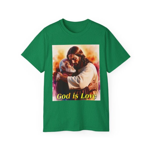 Our "God is Love" series with Jesus hugging PAPA! Inspirational Christian Unisex Cotton T-Shirt, Faith Spiritual Apparel, Love Gift - Image 30