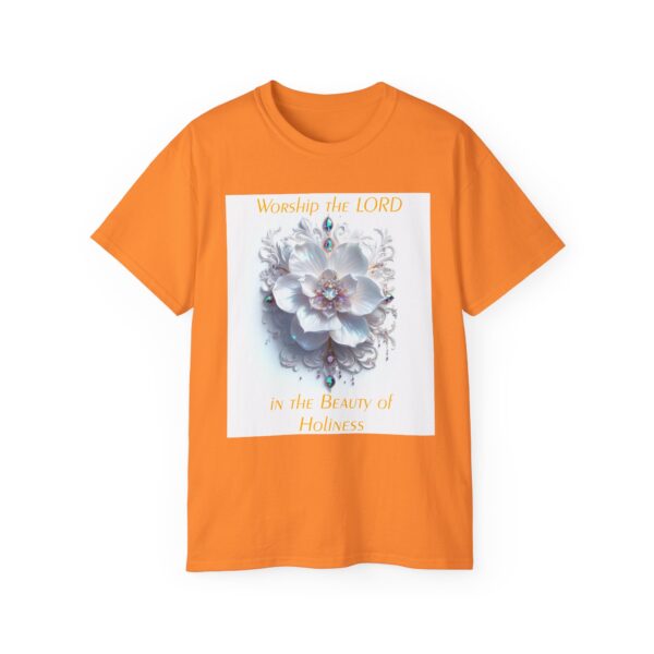 Our inspirational "Worship the Lord in the Beauty of Holiness" Christian Unisex Cotton T-Shirt, Faith Apparel, Love Gift, Gospel Fashion - Image 9