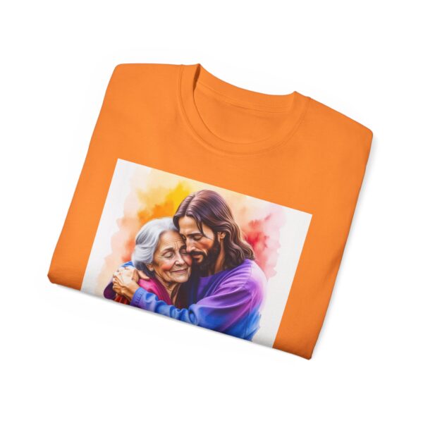 Our "God is Love" series with Jesus hugging Grandmother, Inspirational Christian Unisex Cotton T-Shirt, Faith Spiritual Apparel, Love Gift - Image 13