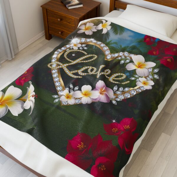 Our Beautiful "LOVE" Inspirational 'Diamond Ring Heart' Design Velveteen Plush Throw Blanket, Cozy Gift for Anniversary, Home Decor Bedding - Image 7