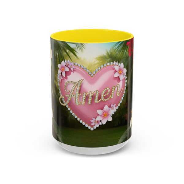 Our "Amen" Inspirational 'Solid Pink Heart' design Accent Coffee Mug, Perfect for Wedding Gifts, Love & Faith Decor, Philippians 4:8 - Image 61
