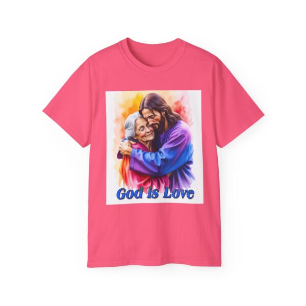 Our "God is Love" series with Jesus hugging Grandmother, Inspirational Christian Unisex Cotton T-Shirt, Faith Spiritual Apparel, Love Gift - Image 54