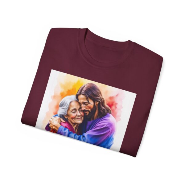 Our "God is Love" series with Jesus hugging Grandmother, Inspirational Christian Unisex Cotton T-Shirt, Faith Spiritual Apparel, Love Gift - Image 17