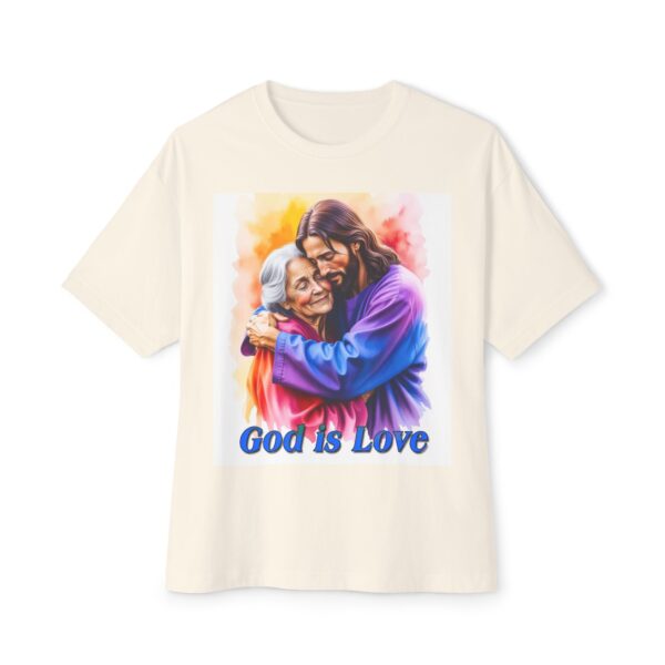 Our "God is Love" series with Jesus hugging Grandmother, Christian Unisex Tee, Oversized T-Shirt, Inspirational Shirt, Faith Apparel - Image 13