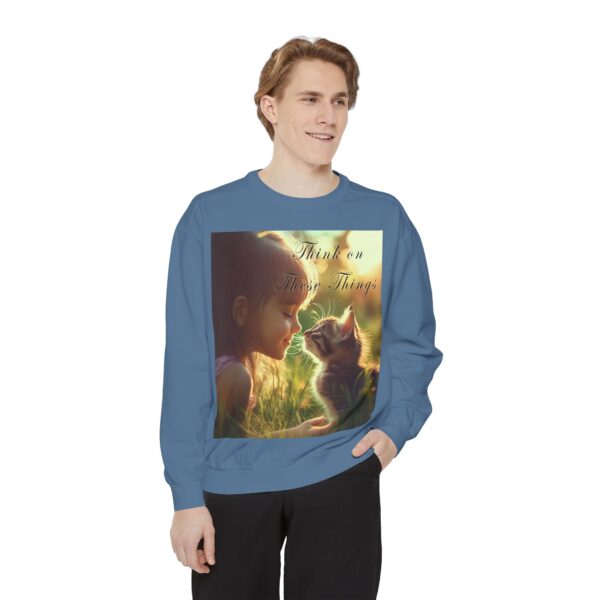 Sweatshirt Unisex Inspirational 'Kitten Kisses' "Think on these things". Christian Apparel, Faith-Based Comfort, Jumper, Gift for Believers - Image 44