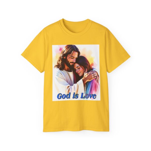 Our "God is Love" series with Jesus hugging a YOUNG LADY, Inspirational Christian Unisex Cotton T-Shirt, Faith Spiritual Apparel, Love Gift - Image 22