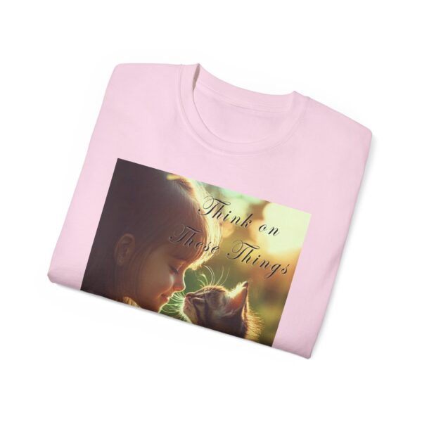 Inspirational 'Kitten Kisses' "Think on these things" Vintage Christian Faith Apparel Unisex Cotton T-Shirt, Pet Lover Cute Thoughtful Quote - Image 52