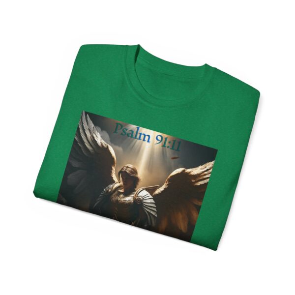 Our Guardian Angel, Psalm 91 "He gives his angels charge over thee" Inspirational Christian Design Unisex Cotton T-Shirt, Faith Apparel - Image 32