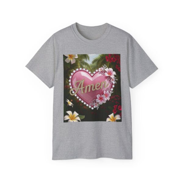 Our "Amen" Inspirational 'Solid Pink Heart' Design Vintage Christian Faith Apparel Unisex Cotton T-Shirt, Thoughtful Quote, Philippians 4:8 - Image 10